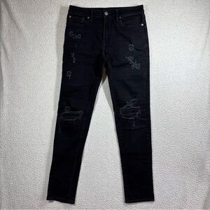 American Eagle Cozy Airflex Athletic Men 30 x 36 Black Distressed Stretch Jeans